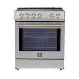 FORNO - 30" Leonardo Espresso Induction Range in Stainless Steel with Brass Handle FORNO - 30" Leonardo Espresso Induction Range in Stainless Steel with Brass Handle