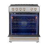 FORNO - 30" Leonardo Espresso Induction Range in Stainless Steel with Brass Handle FORNO - 30" Leonardo Espresso Induction Range in Stainless Steel with Brass Handle