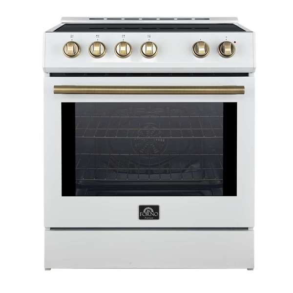 FORNO - 30" Leonardo Espresso Induction Range in Stainless Steel with Brass Handle FORNO - 30" Leonardo Espresso Induction Range in Stainless Steel with Brass Handle