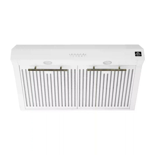 Forno - 30" Bari Espresso 400 CFM Under Cabinet Range Hood in Stainless Steel with Brass Handle
