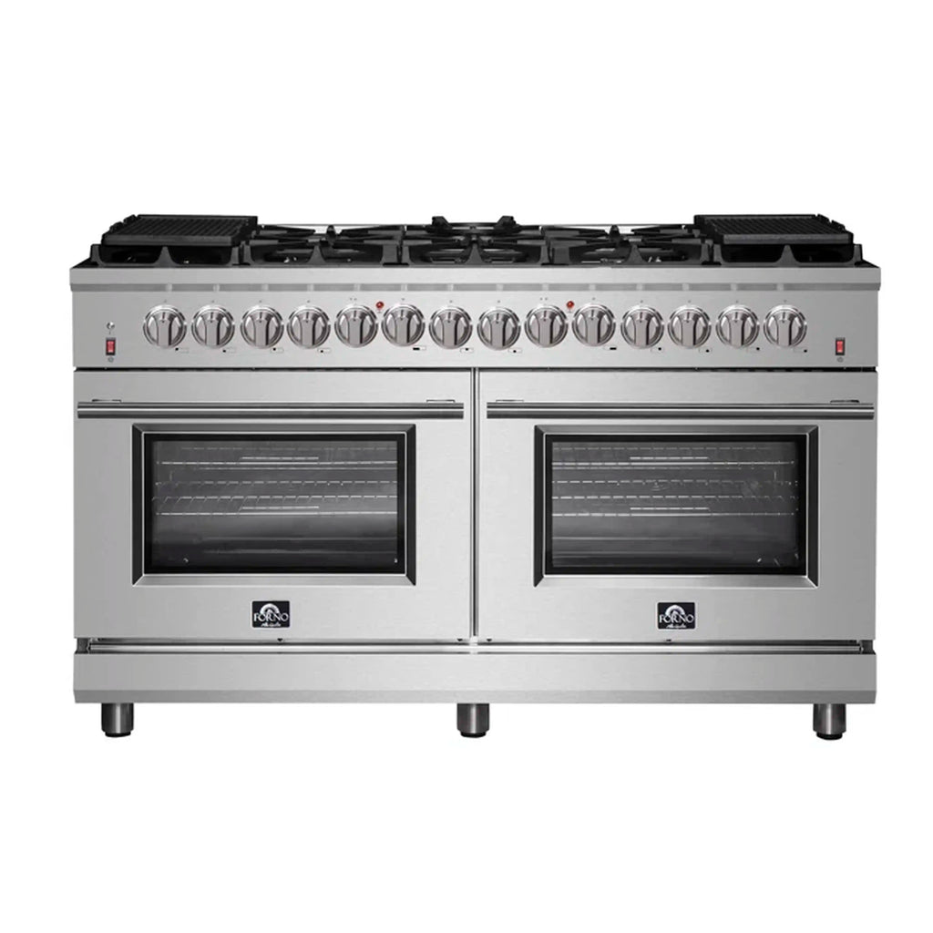 Forno - 60" Massimo 10-Sealed Burners Freestanding Dual Fuel Range in Stainless Steel Convention Oven Forno - 60" Massimo 10-Sealed Burners Freestanding Dual Fuel Range in Stainless Steel Convention Oven