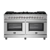 Forno - 60" Massimo 10-Sealed Burners Freestanding Dual Fuel Range in Stainless Steel Convention Oven Forno - 60" Massimo 10-Sealed Burners Freestanding Dual Fuel Range in Stainless Steel Convention Oven