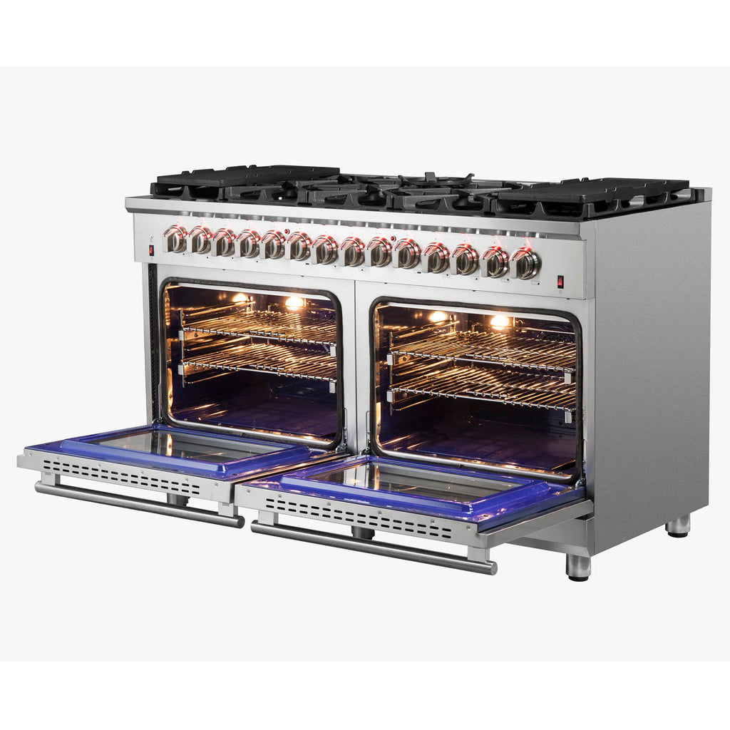 Forno - 60" Massimo 10-Sealed Burners Freestanding Dual Fuel Range in Stainless Steel Convention Oven Forno - 60" Massimo 10-Sealed Burners Freestanding Dual Fuel Range in Stainless Steel Convention Oven