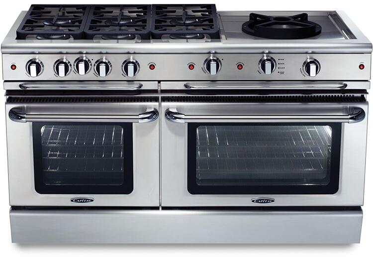 Capital Cooking - 60" Capital Precision Range - Self Clean - 19K BTU - 6 Sealed Burners w/ 24" Power Wok - GSCR606W Capital Cooking - 60" Capital Precision Range - Self Clean - 19K BTU - 6 Sealed Burners w/ 24" Power Wok - GSCR606W
