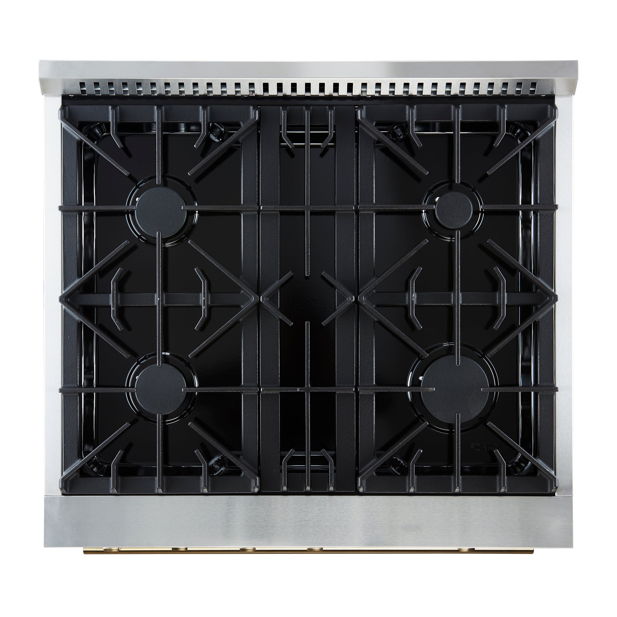 FORNO - Espresso Marco 30" 4.32 cu.ft. Gas Range with 4 Burners and Temperature Gauge in Black with Antique Brass Accents, FFSGS6277-30BLK FORNO - Espresso Marco 30" 4.32 cu.ft. Gas Range with 4 Burners and Temperature Gauge in Black with Antique Brass Accents, FFSGS6277-30BLK