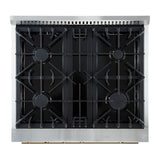 FORNO - Espresso Marco 30" 4.32 cu.ft. Gas Range with 4 Burners and Temperature Gauge in Black with Antique Brass Accents, FFSGS6277-30BLK FORNO - Espresso Marco 30" 4.32 cu.ft. Gas Range with 4 Burners and Temperature Gauge in Black with Antique Brass Accents, FFSGS6277-30BLK