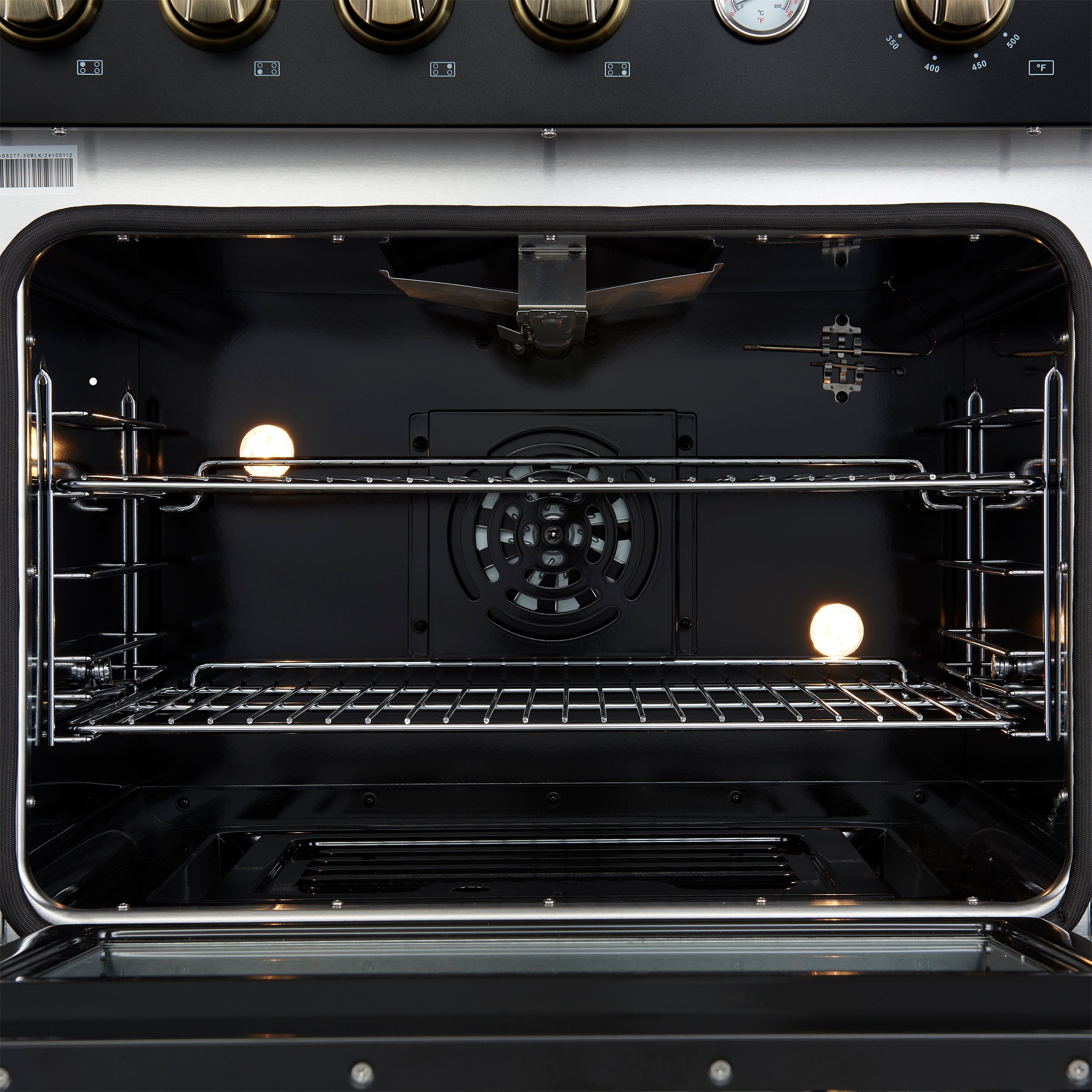 FORNO - Espresso Marco 30" 4.32 cu.ft. Gas Range with 4 Burners and Temperature Gauge in Black with Antique Brass Accents, FFSGS6277-30BLK FORNO - Espresso Marco 30" 4.32 cu.ft. Gas Range with 4 Burners and Temperature Gauge in Black with Antique Brass Accents, FFSGS6277-30BLK