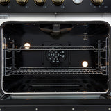 FORNO - Espresso Marco 30" 4.32 cu.ft. Gas Range with 4 Burners and Temperature Gauge in Black with Antique Brass Accents, FFSGS6277-30BLK FORNO - Espresso Marco 30" 4.32 cu.ft. Gas Range with 4 Burners and Temperature Gauge in Black with Antique Brass Accents, FFSGS6277-30BLK