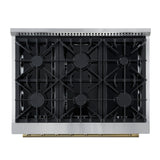 FORNO - Espresso Marco 36" 5.36 cu.ft. Gas Range with 6 Burners and Temperature Gauge in Black with Antique Brass Accents, FFSGS6277-36BLK FORNO - Espresso Marco 36" 5.36 cu.ft. Gas Range with 6 Burners and Temperature Gauge in Black with Antique Brass Accents, FFSGS6277-36BLK