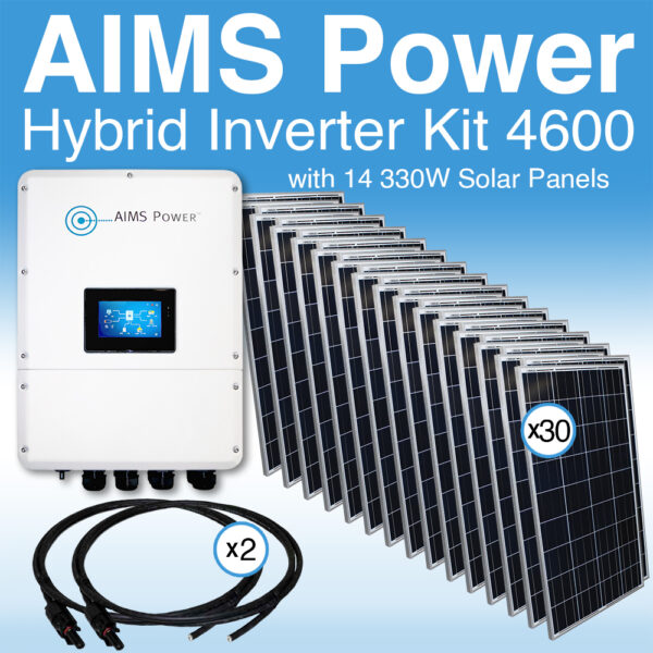 Aims Power - KIT Hybrid Pure Sine Inverter Charger & Solar Panels 4.6 kW Inverter Output, 4620 Watts Solar Panels Aims Power - KIT Hybrid Pure Sine Inverter Charger & Solar Panels 4.6 kW Inverter Output, 4620 Watts Solar Panels