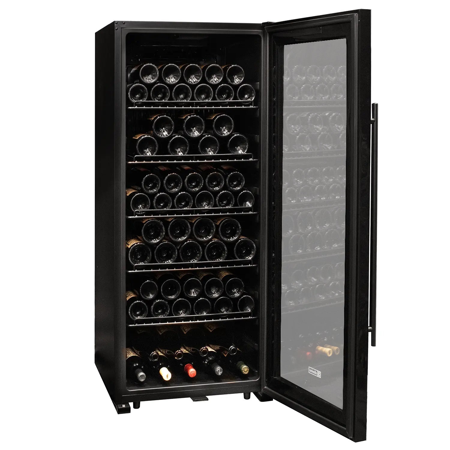 Allavino - Contemporary 102 Bottle Single Zone Freestanding Wine Refrigerator with Black Glass Door - AO KWR102S-1BGR Allavino - Contemporary 102 Bottle Single Zone Freestanding Wine Refrigerator with Black Glass Door - AO KWR102S-1BGR