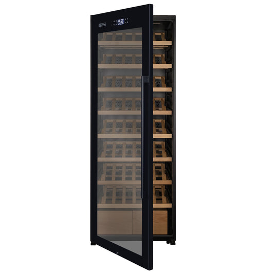 Allavino - 29" Wide 248 Bottle Single Zone Black Glass Wine Refrigerator with Display Shelving