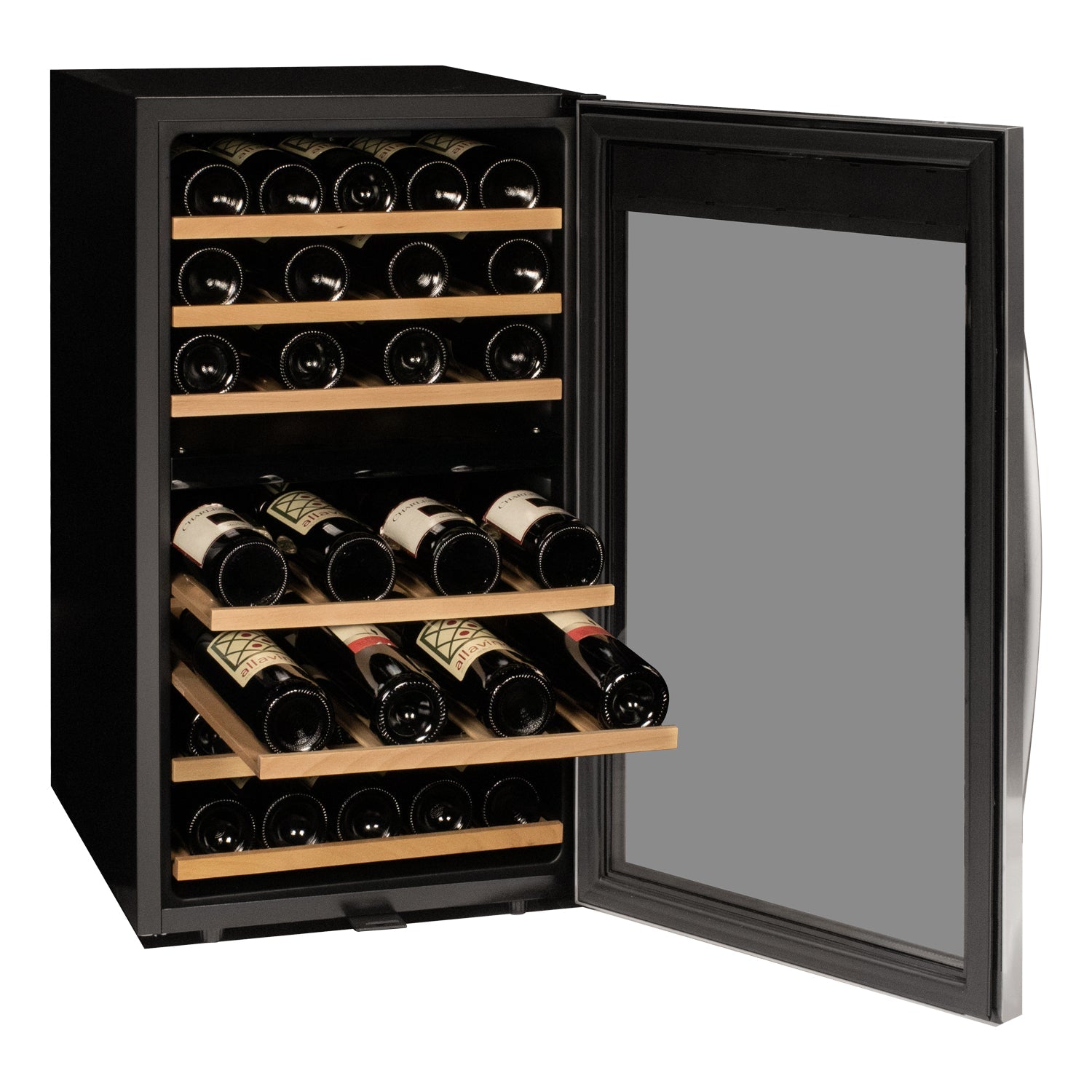 Allavino - Cascina Series 43 Bottle Dual Zone Freestanding Wine Refrigerator Cooler with Stainless Steel Door - AO KWR43D-2SR Allavino - Cascina Series 43 Bottle Dual Zone Freestanding Wine Refrigerator Cooler with Stainless Steel Door - AO KWR43D-2SR