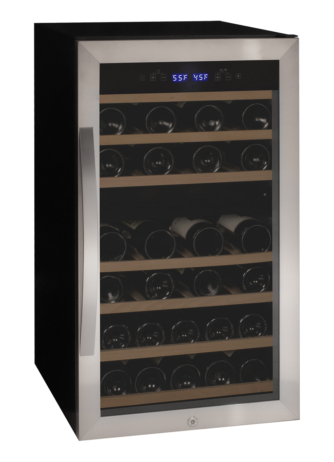 Allavino - Cascina Series 43 Bottle Dual Zone Freestanding Wine Refrigerator Cooler with Stainless Steel Door - AO KWR43D-2SR Allavino - Cascina Series 43 Bottle Dual Zone Freestanding Wine Refrigerator Cooler with Stainless Steel Door - AO KWR43D-2SR