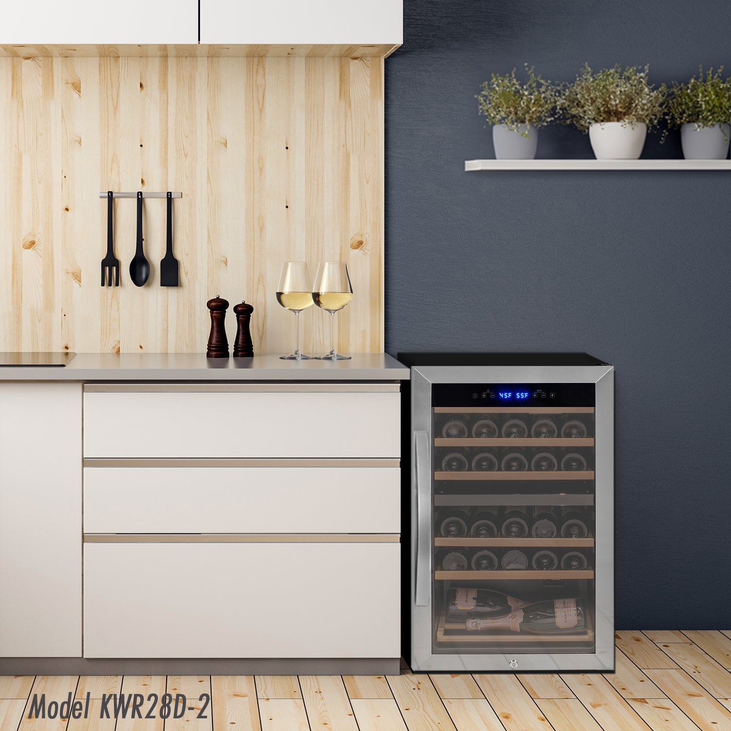 Allavino - Cascina Series 47 Bottle Dual Zone Freestanding Wine Cooler Refrigerator with Stainless Steel Door - AO KWR47D-2SR Allavino - Cascina Series 47 Bottle Dual Zone Freestanding Wine Cooler Refrigerator with Stainless Steel Door - AO KWR47D-2SR