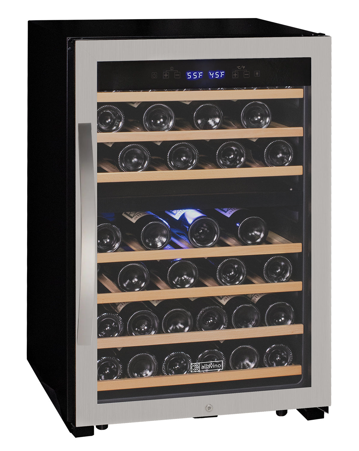Allavino - Cascina Series 47 Bottle Dual Zone Freestanding Wine Cooler Refrigerator with Stainless Steel Door - AO KWR47D-2SR Allavino - Cascina Series 47 Bottle Dual Zone Freestanding Wine Cooler Refrigerator with Stainless Steel Door - AO KWR47D-2SR