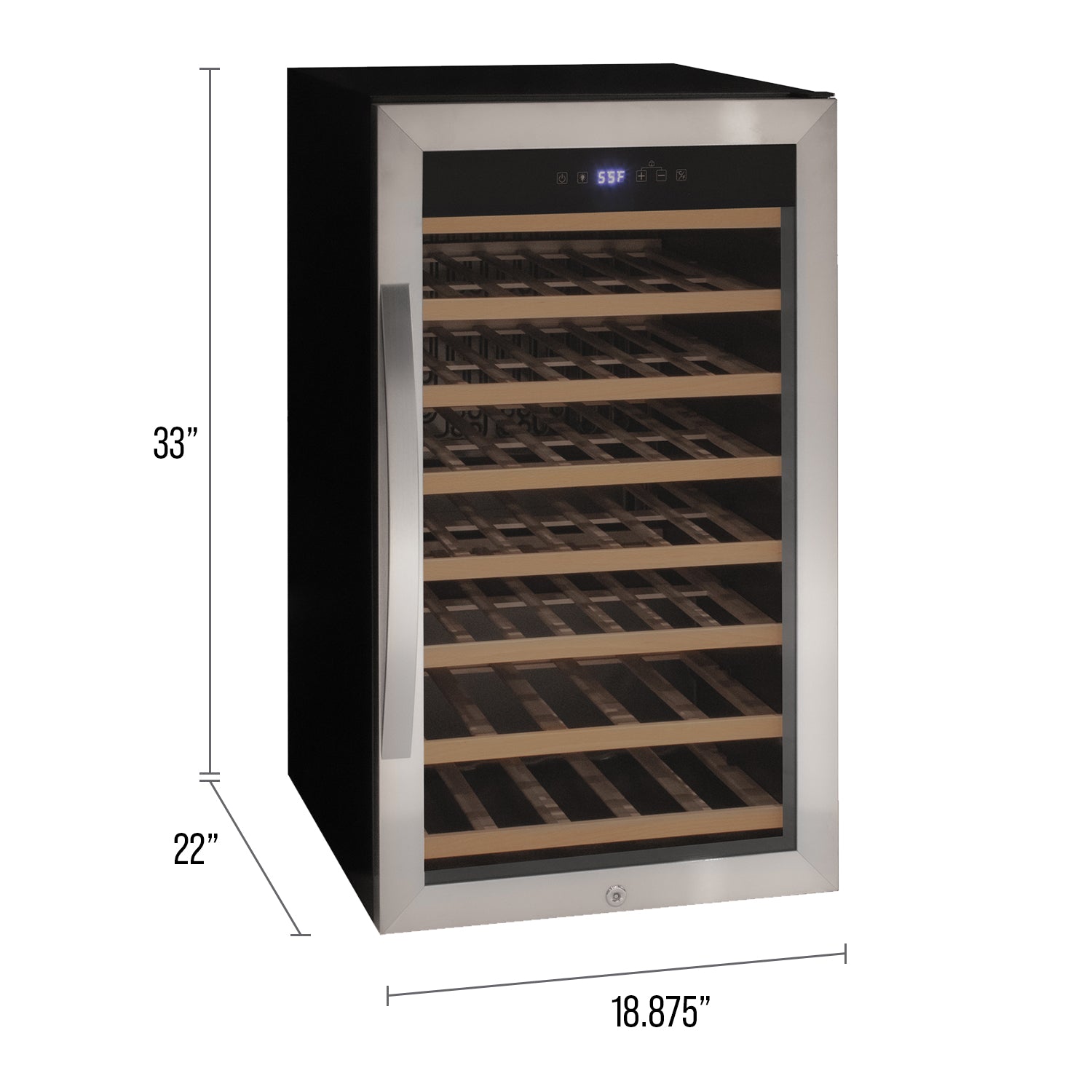 Allavino - Cascina Series 50 Bottle Single Zone Freestanding Wine Cooler Refrigerator with Stainless Steel Door - AO KWR50S-1SR Allavino - Cascina Series 50 Bottle Single Zone Freestanding Wine Cooler Refrigerator with Stainless Steel Door - AO KWR50S-1SR