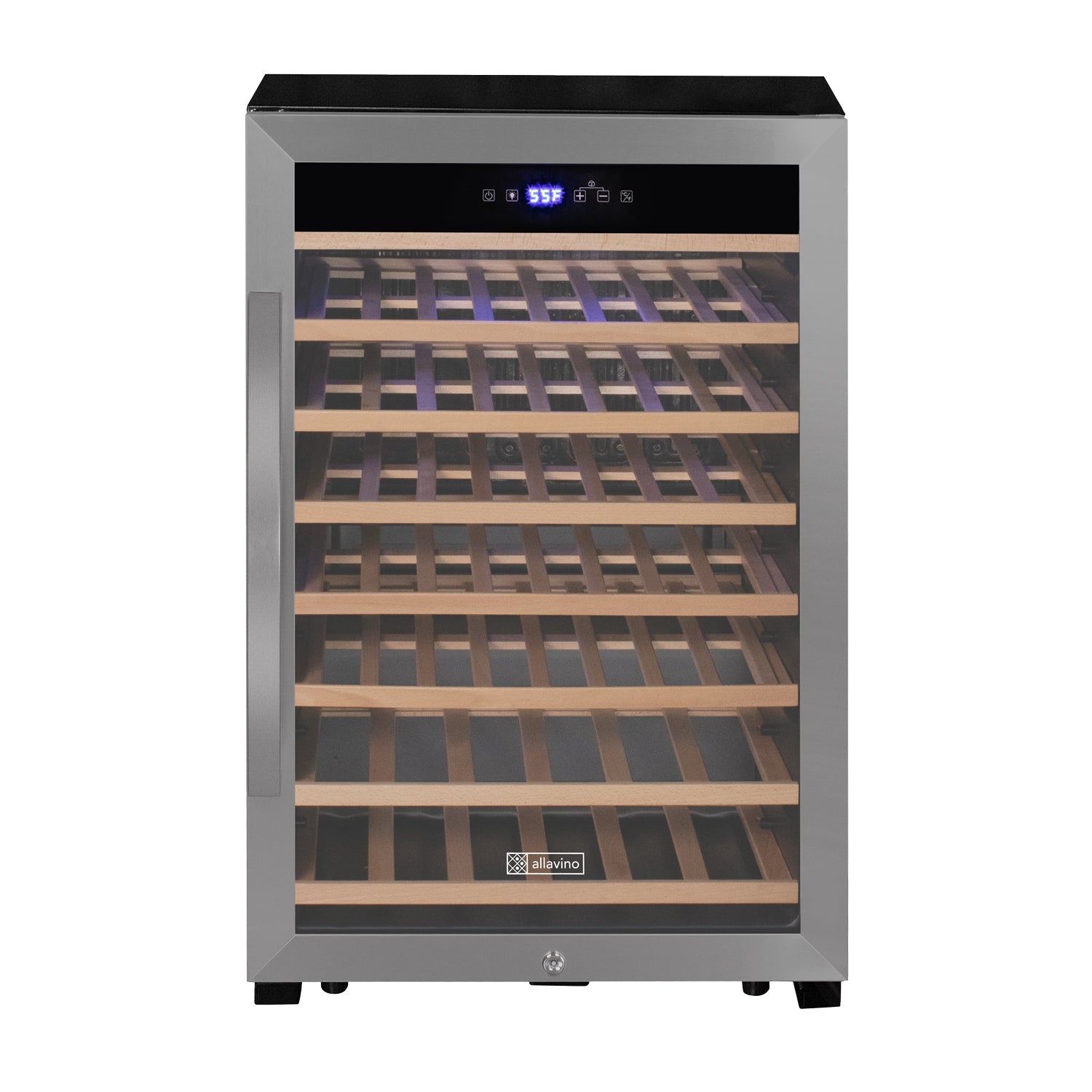 Allavino - Cascina Series 55 Bottle Single Zone Freestanding Wine Refrigerator Cooler with Stainless Steel Door - AO KWR55S-1SR Allavino - Cascina Series 55 Bottle Single Zone Freestanding Wine Refrigerator Cooler with Stainless Steel Door - AO KWR55S-1SR