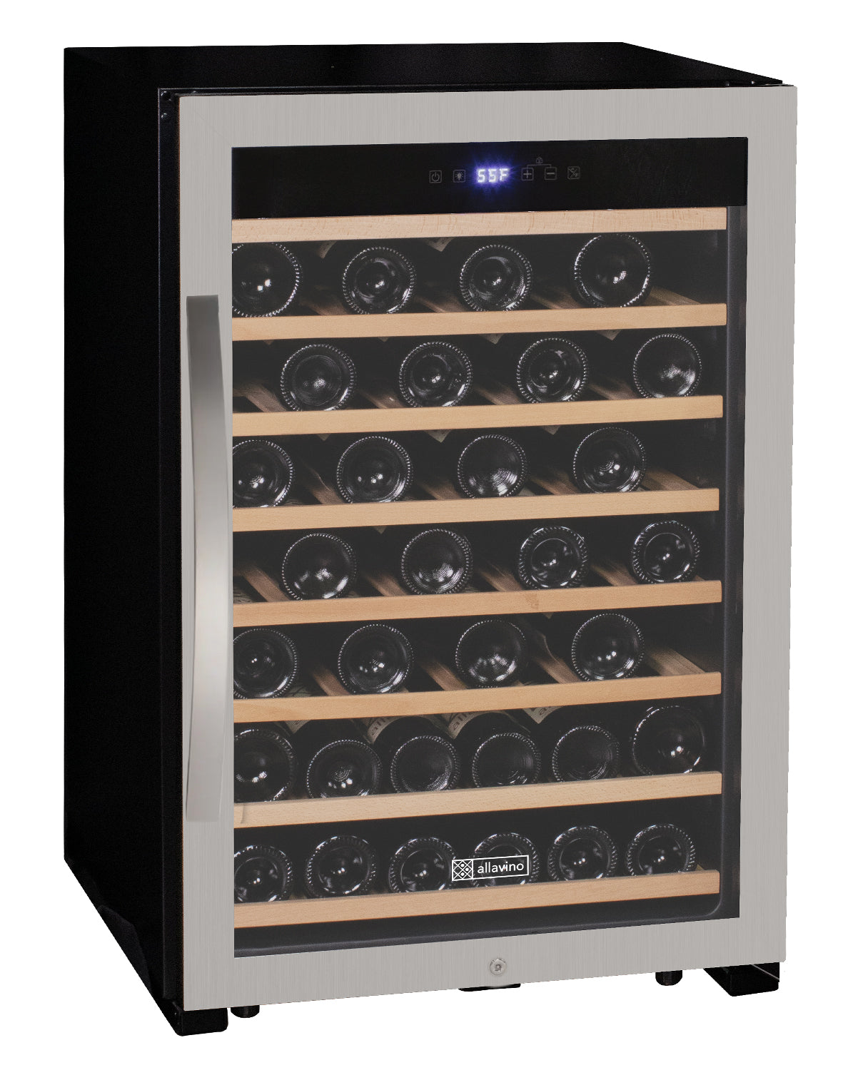 Allavino - Cascina Series 55 Bottle Single Zone Freestanding Wine Refrigerator Cooler with Stainless Steel Door - AO KWR55S-1SR Allavino - Cascina Series 55 Bottle Single Zone Freestanding Wine Refrigerator Cooler with Stainless Steel Door - AO KWR55S-1SR