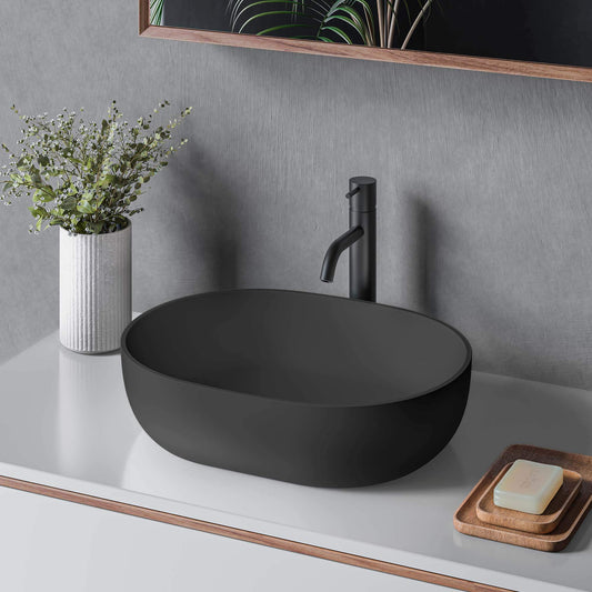 Ruvati - 19-inch Matte Black epiStone Solid Surface Modern Bathroom Vessel Sink – RVB2119BK