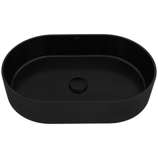 Ruvati - 23-inch Matte Black epiStone Solid Surface Modern Bathroom Vessel Sink – RVB2550BK