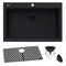 Ruvati - 27 x 20 inch Drop-in Topmount Granite Composite Single Bowl Kitchen Sink – Midnight Black – RVG1027BK