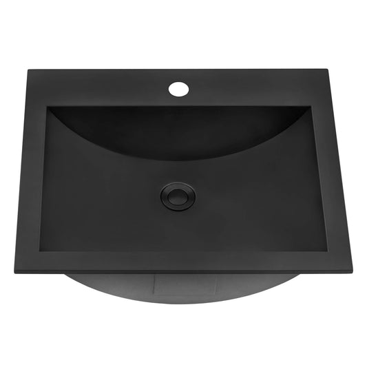 Ruvati - 21 x 17 inch Gunmetal Black Drop-in Topmount Bathroom Sink Stainless Steel – RVH5110BL