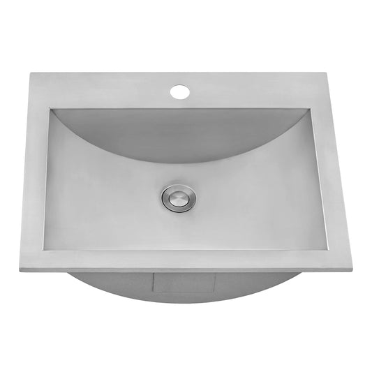 Ruvati - 21 x 17 inch Drop-in Topmount Bathroom Sink Brushed Stainless Steel – RVH5110ST