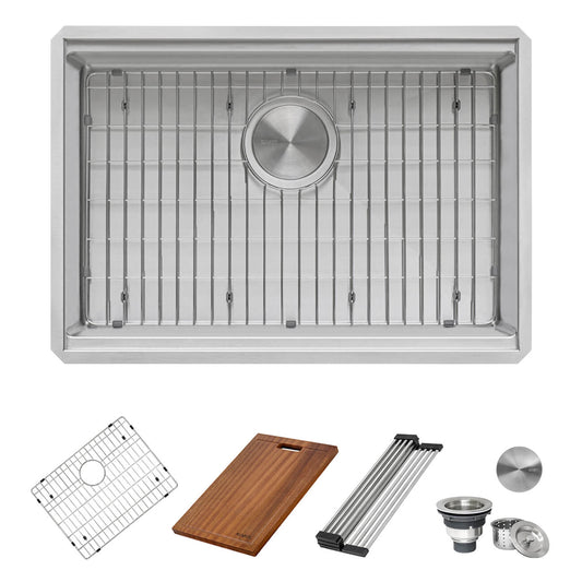 Ruvati - 27-inch Workstation Rounded Corners Undermount Ledge Kitchen Sink with Accessories – RVH8327