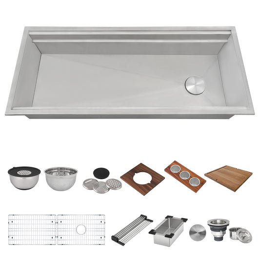 Ruvati - 45-inch Workstation Two-Tiered Ledge Kitchen Sink Drop-in Topmount 16 Gauge Stainless Steel – RVH8433