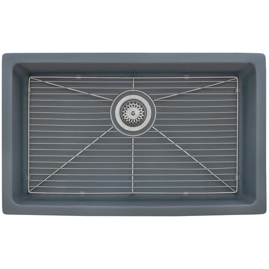 Ruvati - 30-inch Fireclay Undermount / Drop-in Topmount Kitchen Sink Single Bowl – Blue- RVL3030LU