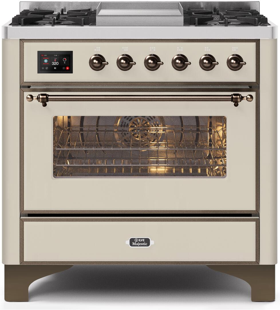 ILVE - 36" Magestic II Series Freestanding Dual Fuel Range - Griddle, Glass Door(s) - Warming Drawer - Liquid Propane ILVE - 36" Magestic II Series Freestanding Dual Fuel Range - Griddle, Glass Door(s) - Warming Drawer - Liquid Propane