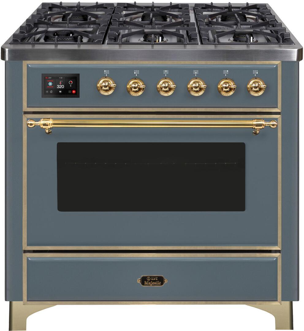 ILVE - 36" Magestic II Series Freestanding Dual Fuel Range - Griddle, Glass Door(s) - Warming Drawer - Liquid Propane ILVE - 36" Magestic II Series Freestanding Dual Fuel Range - Griddle, Glass Door(s) - Warming Drawer - Liquid Propane