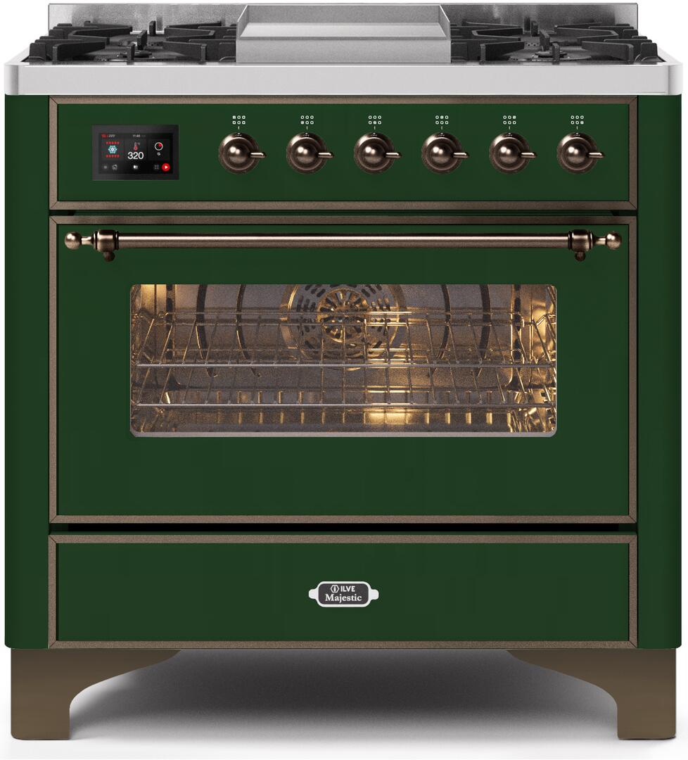 ILVE - 36" Magestic II Series Freestanding Dual Fuel Range - Griddle, Glass Door(s) - Warming Drawer - Liquid Propane ILVE - 36" Magestic II Series Freestanding Dual Fuel Range - Griddle, Glass Door(s) - Warming Drawer - Liquid Propane