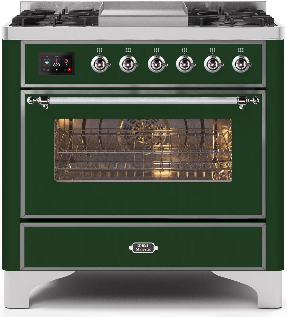ILVE - 36" Magestic II Series Freestanding Dual Fuel Range - Griddle, Glass Door(s) - Warming Drawer - Liquid Propane ILVE - 36" Magestic II Series Freestanding Dual Fuel Range - Griddle, Glass Door(s) - Warming Drawer - Liquid Propane
