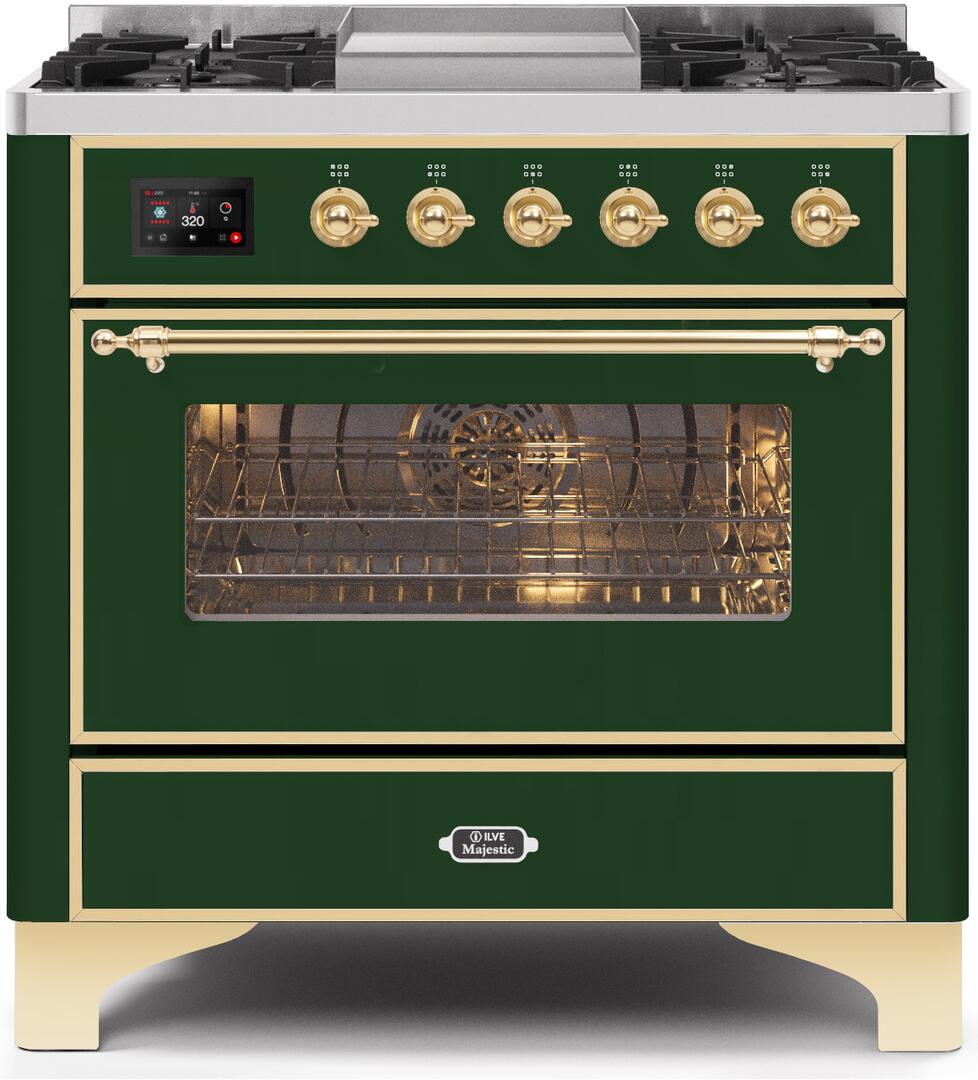 ILVE - 36" Magestic II Series Freestanding Dual Fuel Range - Griddle, Glass Door(s) - Warming Drawer - Liquid Propane ILVE - 36" Magestic II Series Freestanding Dual Fuel Range - Griddle, Glass Door(s) - Warming Drawer - Liquid Propane