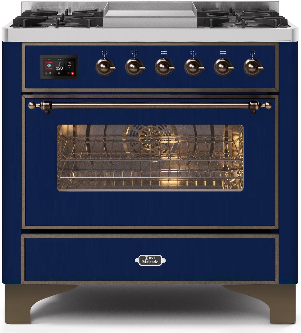 ILVE - 36" Magestic II Series Freestanding Dual Fuel Range - Griddle, Glass Door(s) - Warming Drawer - Liquid Propane ILVE - 36" Magestic II Series Freestanding Dual Fuel Range - Griddle, Glass Door(s) - Warming Drawer - Liquid Propane