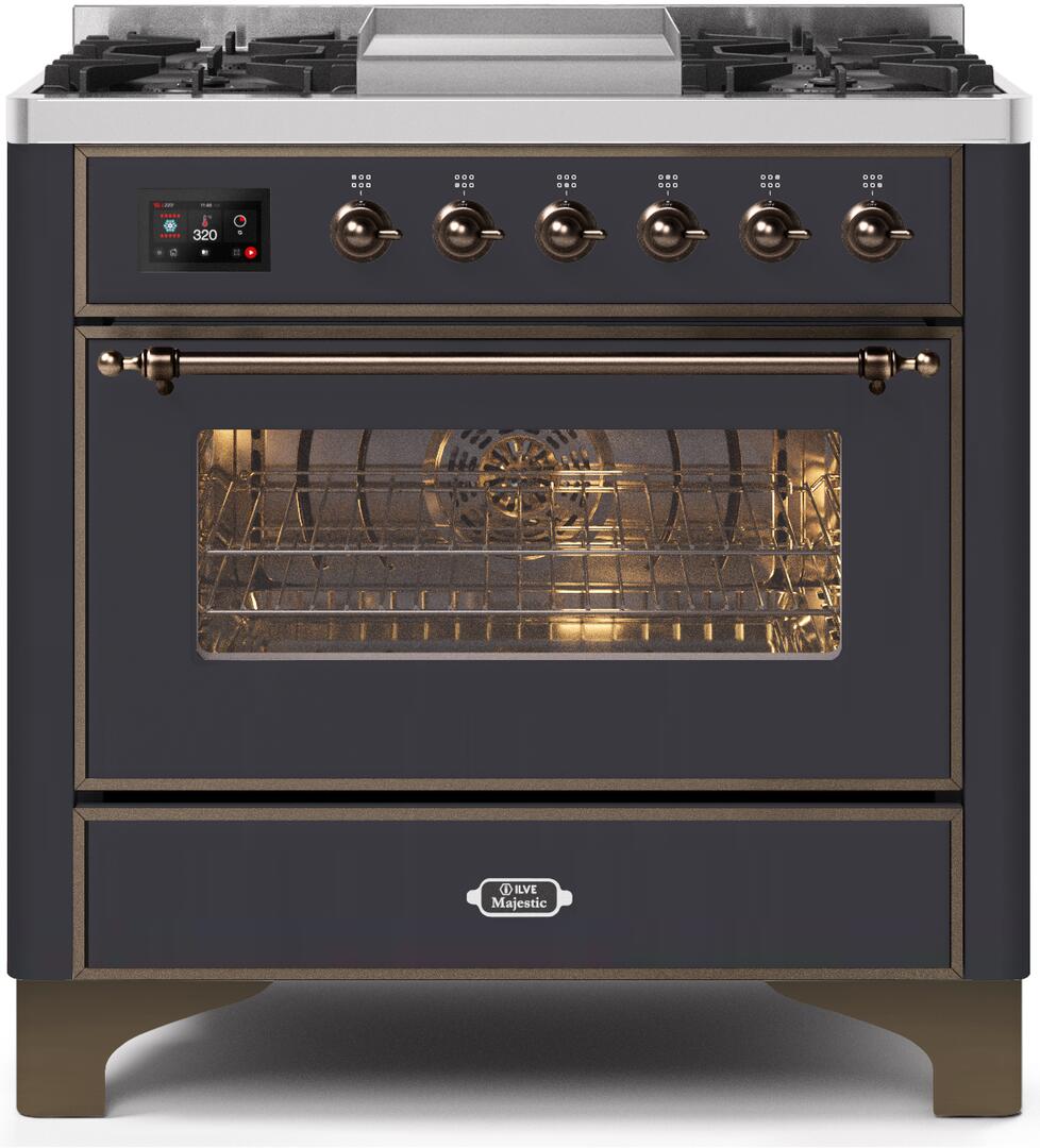 ILVE - 36" Magestic II Series Freestanding Dual Fuel Range - Griddle, Glass Door(s) - Warming Drawer - Liquid Propane ILVE - 36" Magestic II Series Freestanding Dual Fuel Range - Griddle, Glass Door(s) - Warming Drawer - Liquid Propane