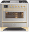 ILVE - 36" Magestic II Series Freestanding Dual Fuel Range - Griddle, Glass Door(s) - Warming Drawer - Liquid Propane