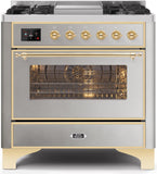ILVE - 36" Magestic II Series Freestanding Dual Fuel Range - Griddle, Glass Door(s) - Warming Drawer - Liquid Propane ILVE - 36" Magestic II Series Freestanding Dual Fuel Range - Griddle, Glass Door(s) - Warming Drawer - Liquid Propane