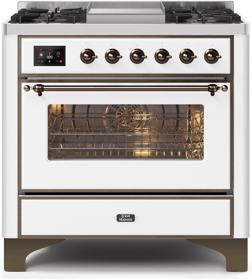 ILVE - 36" Magestic II Series Freestanding Dual Fuel Range - Griddle, Glass Door(s) - Warming Drawer - Liquid Propane ILVE - 36" Magestic II Series Freestanding Dual Fuel Range - Griddle, Glass Door(s) - Warming Drawer - Liquid Propane