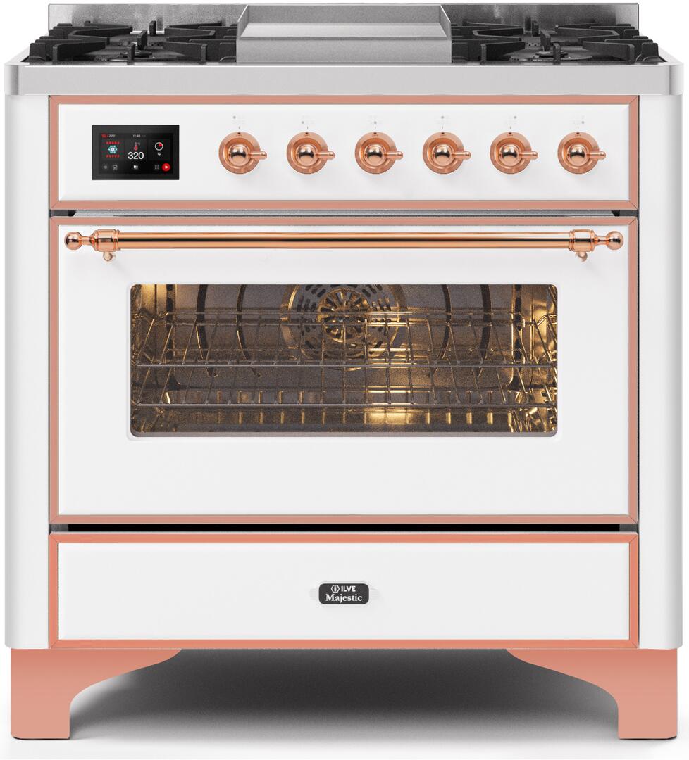 ILVE - 36" Magestic II Series Freestanding Dual Fuel Range - Griddle, Glass Door(s) - Warming Drawer - Liquid Propane ILVE - 36" Magestic II Series Freestanding Dual Fuel Range - Griddle, Glass Door(s) - Warming Drawer - Liquid Propane