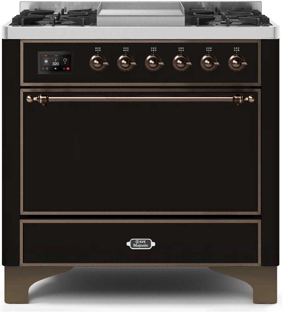 ILVE - 36" Magestic II Series Freestanding Dual Fuel Range - Griddle, Solid Door(s) - Warming Drawer - Liquid Propane ILVE - 36" Magestic II Series Freestanding Dual Fuel Range - Griddle, Solid Door(s) - Warming Drawer - Liquid Propane