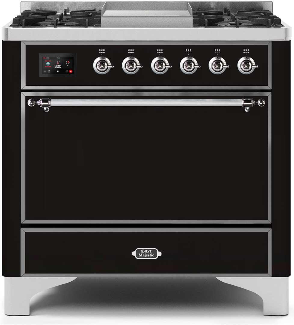 ILVE - 36" Magestic II Series Freestanding Dual Fuel Range - Griddle, Solid Door(s) - Warming Drawer - Liquid Propane ILVE - 36" Magestic II Series Freestanding Dual Fuel Range - Griddle, Solid Door(s) - Warming Drawer - Liquid Propane