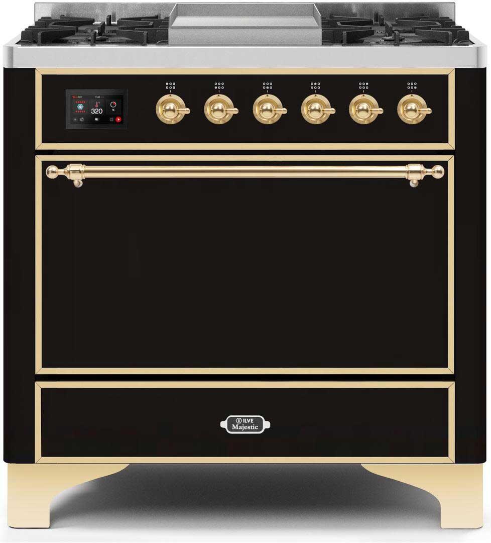 ILVE - 36" Magestic II Series Freestanding Dual Fuel Range - Griddle, Solid Door(s) - Warming Drawer - Liquid Propane ILVE - 36" Magestic II Series Freestanding Dual Fuel Range - Griddle, Solid Door(s) - Warming Drawer - Liquid Propane