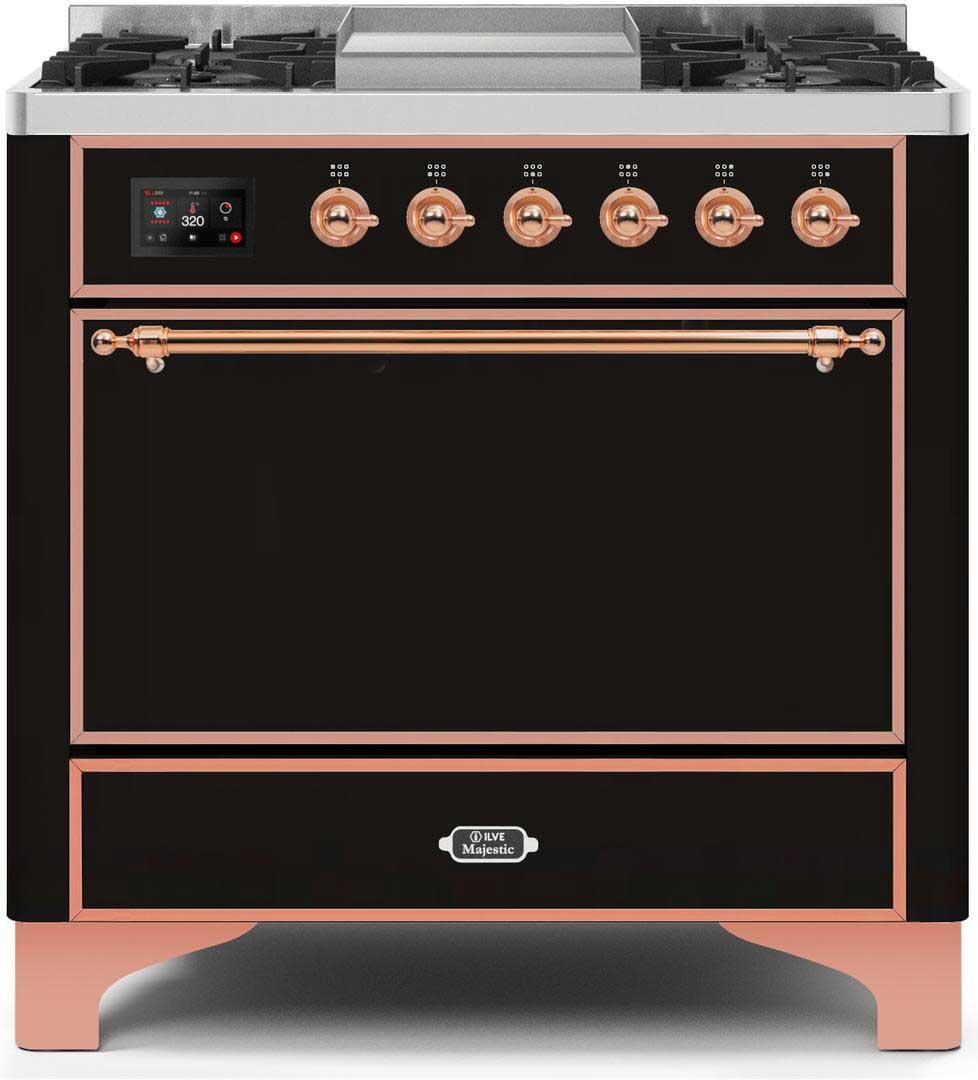 ILVE - 36" Magestic II Series Freestanding Dual Fuel Range - Griddle, Solid Door(s) - Warming Drawer - Liquid Propane ILVE - 36" Magestic II Series Freestanding Dual Fuel Range - Griddle, Solid Door(s) - Warming Drawer - Liquid Propane