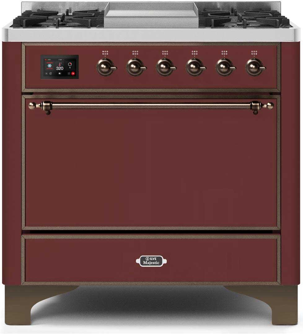 ILVE - 36" Magestic II Series Freestanding Dual Fuel Range - Griddle, Solid Door(s) - Warming Drawer - Liquid Propane ILVE - 36" Magestic II Series Freestanding Dual Fuel Range - Griddle, Solid Door(s) - Warming Drawer - Liquid Propane