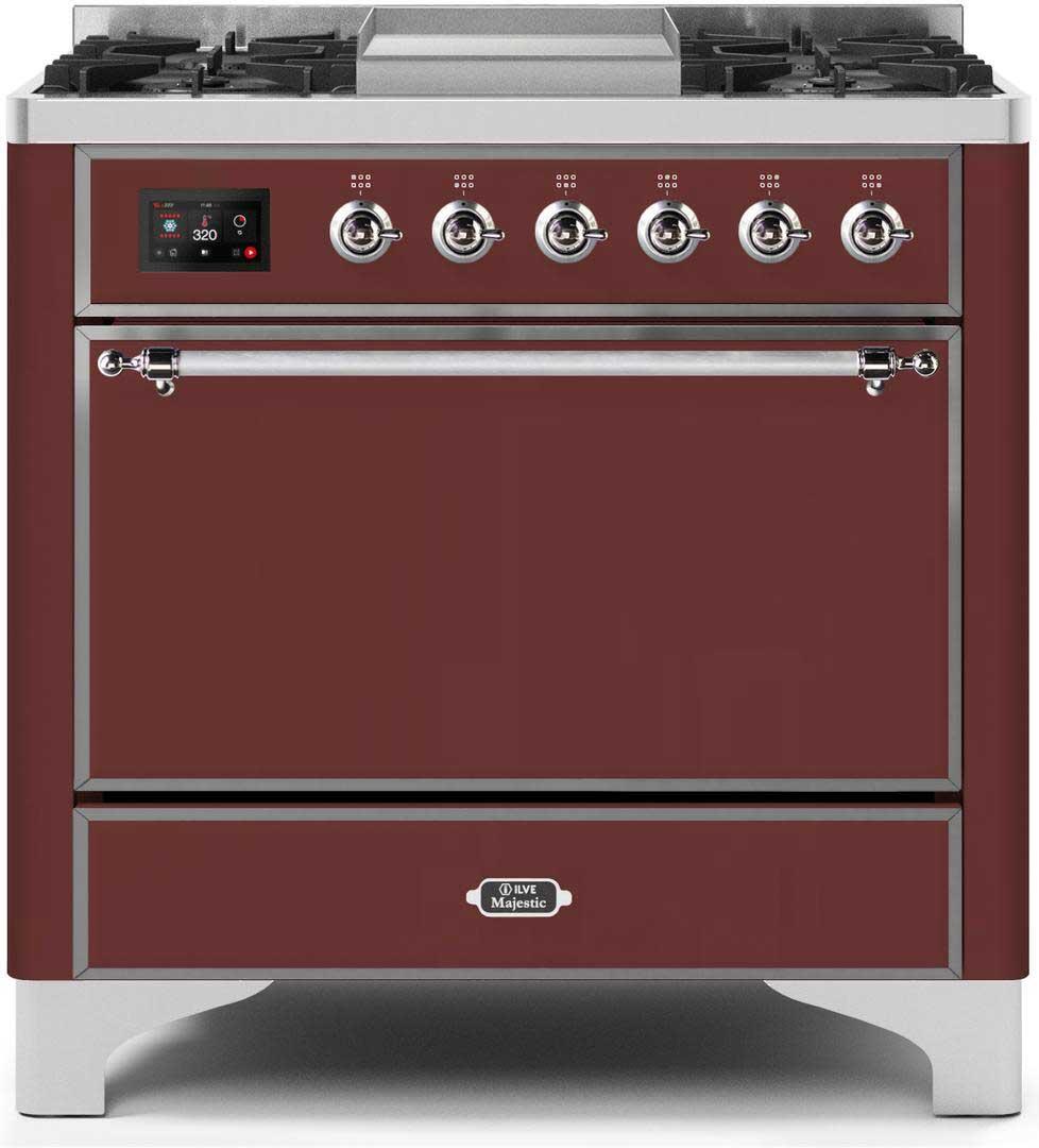 ILVE - 36" Magestic II Series Freestanding Dual Fuel Range - Griddle, Solid Door(s) - Warming Drawer - Liquid Propane ILVE - 36" Magestic II Series Freestanding Dual Fuel Range - Griddle, Solid Door(s) - Warming Drawer - Liquid Propane
