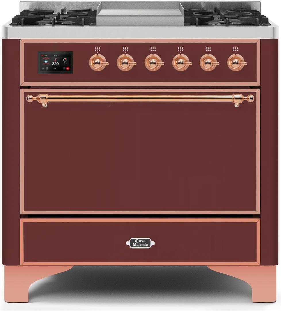 ILVE - 36" Magestic II Series Freestanding Dual Fuel Range - Griddle, Solid Door(s) - Warming Drawer - Liquid Propane ILVE - 36" Magestic II Series Freestanding Dual Fuel Range - Griddle, Solid Door(s) - Warming Drawer - Liquid Propane