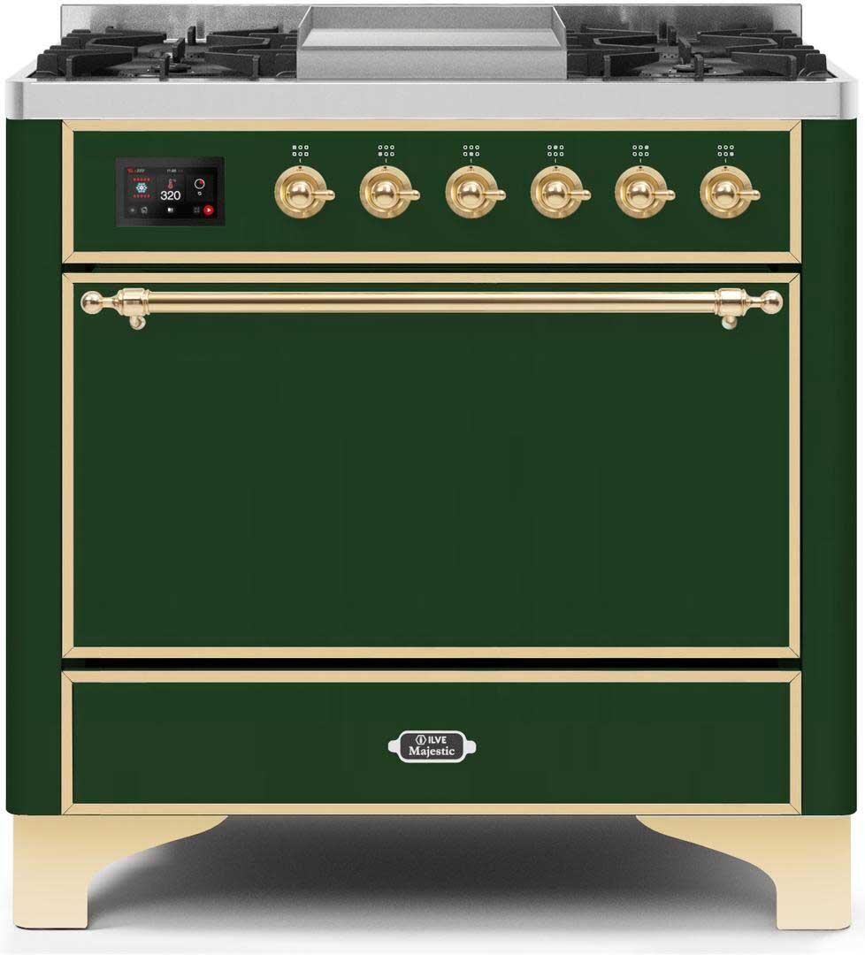 ILVE - 36" Magestic II Series Freestanding Dual Fuel Range - Griddle, Solid Door(s) - Warming Drawer - Liquid Propane ILVE - 36" Magestic II Series Freestanding Dual Fuel Range - Griddle, Solid Door(s) - Warming Drawer - Liquid Propane